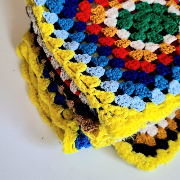 Granny square multicolored crochet throw blanket Afghan. - Picture 6 of 7
